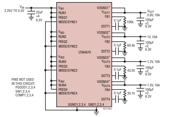 Los ICs saltan el regulador del µModule del patio de LTM4670EY con el arsenal de salida configurable 10A 0