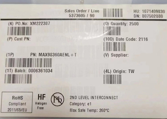 Chip de circuito integrado MAX98360AENL Amplificador de audio de clase D de 1 canal 9-XFBGA