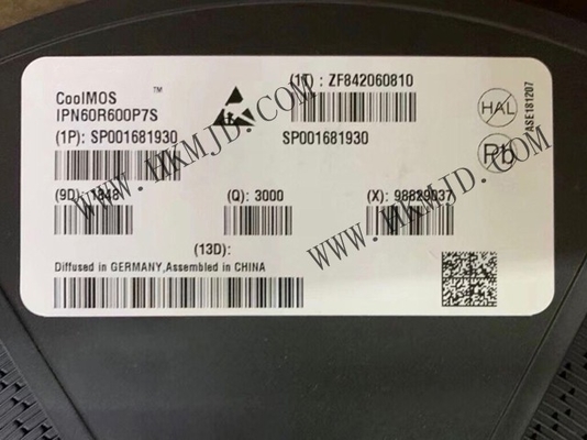 Chip de circuito integrado IPN60R600P7S Transistores MOSFET únicos de 7W TO-261-4