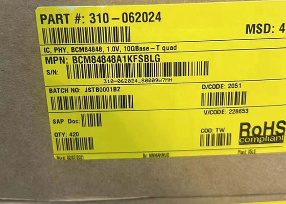IC Ethernet BCM84848A1KFSBLG Cuatro puertos 10GBASE-T Transceptor IC paquete BGA