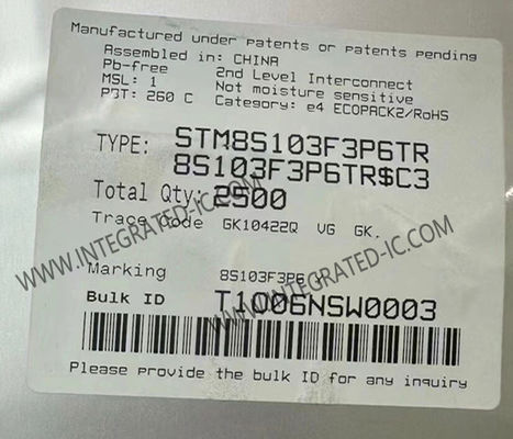 STM8S103F3P6TR Microcontrolador MCU 16MHz Línea de acceso principal de 8 bits MCU TSSOP-20