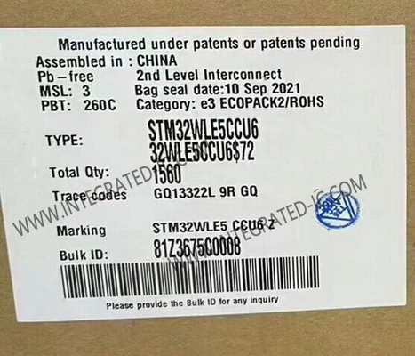 STM32WLE5CCU6 256 soporte superficial de destello de IC 48-UFQFN del transmisor-receptor del RF de los kilobytes