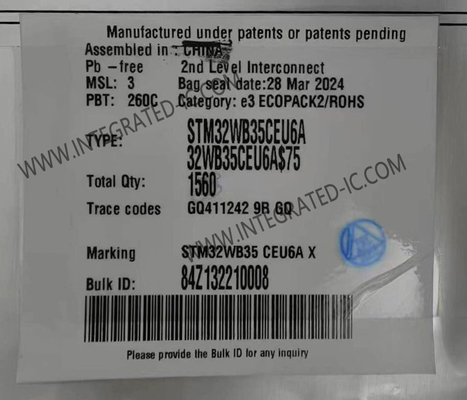 STM32WB35CEU6A Microcontrolador MCU Multiprotocolo de 2,4 GHz MCU inalámbrico de 32 bits