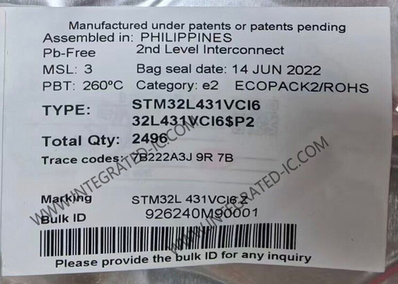 STM32L431VCI6 Microcontrolador MCU ARM Microcontroladores 80MHz MCU incrustado UFBGA100