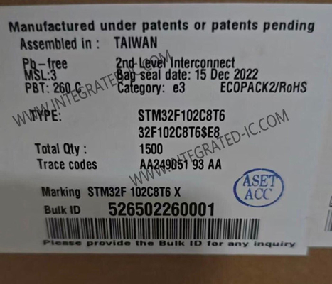 STM32F102C8T6 Microcontrolador MCU 48MHz ARM Cortex M3 MCU paquete LQFP-48