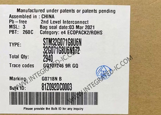 STM32G071G8U6N Microcontrolador MCU Microcontroladores de 32 bits 64MHz STM32 MCU de corriente principal