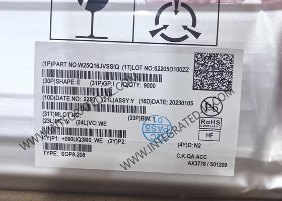 Chip de memoria IC W25Q16JVSSIQ 3V 16Mbit Serial Flash Memory con Dual/Quad SPI