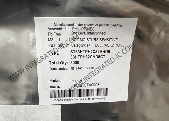 Chip de circuito integrado ST33HTPH2X32AHD8 Interfaz SPI Dispositivo TPM 2.0 de evolución a largo plazo