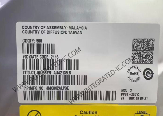 Chip de circuito integrado HMC802ALP3E GaAs MMIC Atenuador de control digital positivo de 1 bit