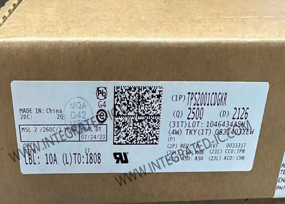 Circuito integrado TPS2001CDGKR, interruptor de alimentación USB de 2A, distribución de energía de 72 mOhm