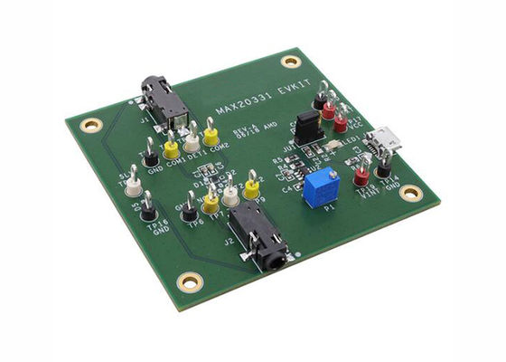 Placa de evaluación de soluciones integradas MAX20331EVKIT para la protección contra sobretensión (OVP) de línea de audio MAX20331