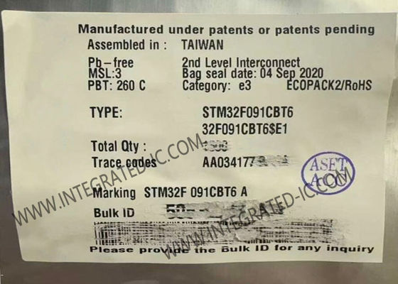 STM32F091CBT6 Microcontrolador MCU IC de un solo núcleo de 32 bits de 48 MHz