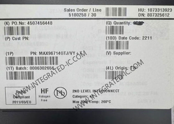 Chip de circuito integrado MAX96714GTJ, deserializador único GMSL1 a CSI-2 con transmisión de datos de alta velocidad