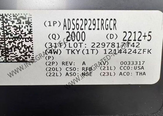 Chip de circuito integrado ADS62P29IRGCR ADC de 12 bits de resolución y 250 MSPS con paquete compacto de 64 QFN