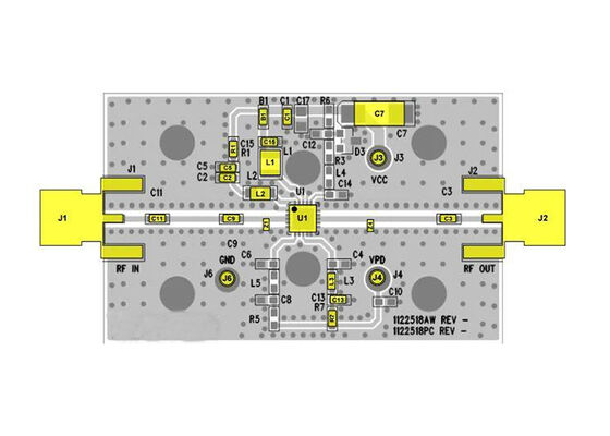 TQP9109-PCB2600 Soluciones Integradas Amplificador de Potencia de Dos Etapas de Alta Eficiencia, Placa de Evaluación del Controlador