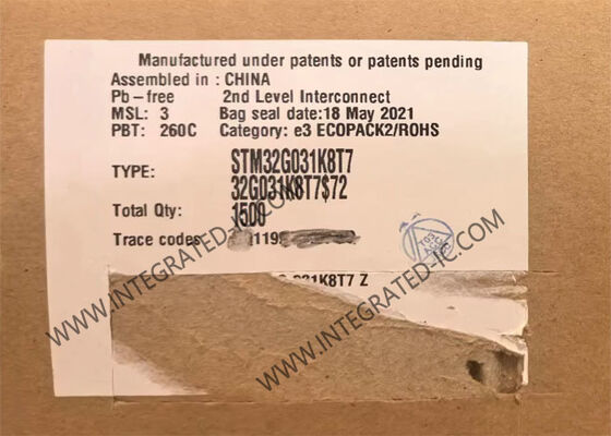 Microcontrolador MCU STM32G031K8T7 de 32 bits con núcleo ARM Cortex-M0+ a 64 MHz y 64 KB de memoria Flash