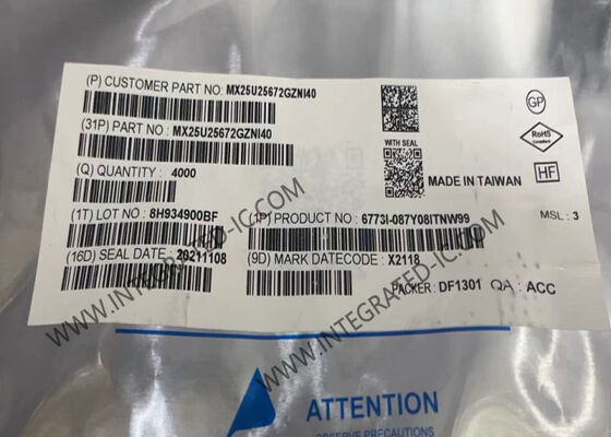 Chip de memoria MX25U25672GZNI40, 256Mbit, IC de memoria Flash NOR serie MXSMIO con paquete 8-WSON para grado industrial (-40℃ a +85℃)