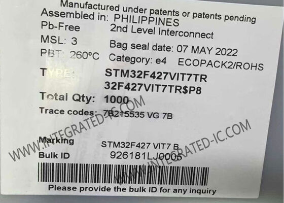 Microcontrolador MCU STM32F427VIT7TR de 32 bits 180MHz ARM Cortex-M4 con 2MB de memoria Flash