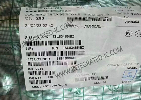 Chip de Circuito Integrado ISL83485IBZ Transceptor RS-485/RS-422 Half Duplex de 10 Mbps SOIC-8