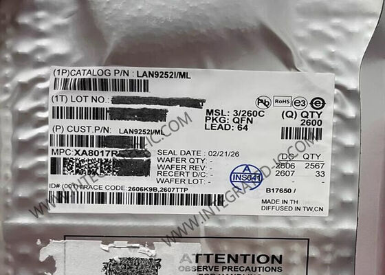 LAN9252I/ML Ethernet IC EtherCAT controlador esclavo para aplicaciones industriales QFN-64