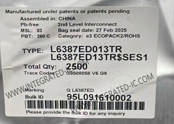 Controlador alto y bajo de alto voltaje del chip 600V del circuito integrado L6387ED013TR con 400mA, corriente 650mA