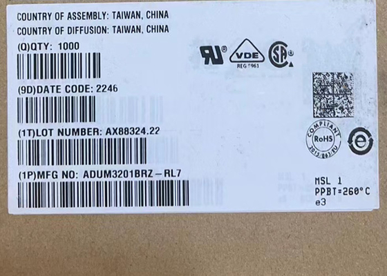 Aisladores 8SOIC 10Mbps en doble canal del microprocesador ADUM3201BRZ Digitaces del circuito integrado