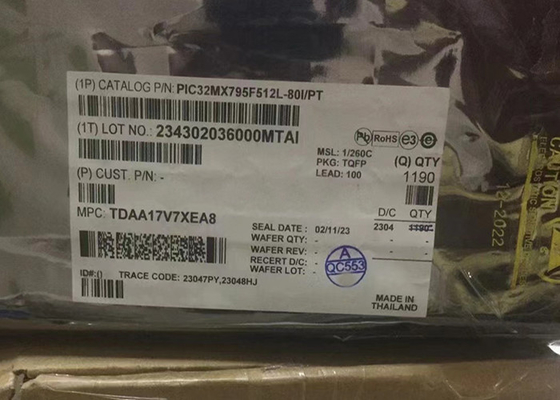 Microcontroladores de 32 bits de destello del Solo-corazón de 512KB PIC32MX795F512L-80I/PT - MCU 100-TQFP