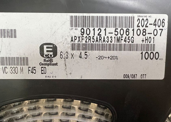 Condensadores de aluminio 12mOhm del polímero del microprocesador 330uF del circuito integrado de APXF2R5ARA331MF45G