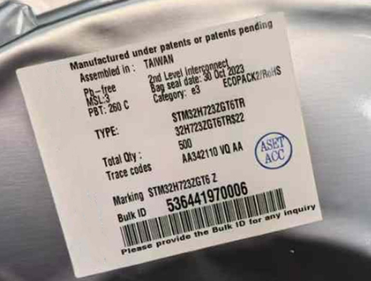Paquete de la base STM32H7 144-LQFP del pedazo de IC STM32H723ZGT6 32 del microcontrolador solo