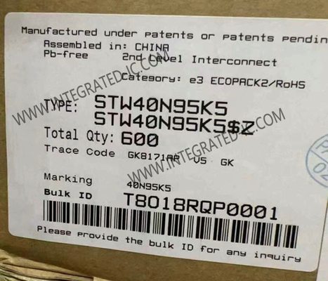 Chips de circuito integrado STW40N95K5 950V MDmeshTM K5 Transistores MOSFET de potencia de canal N