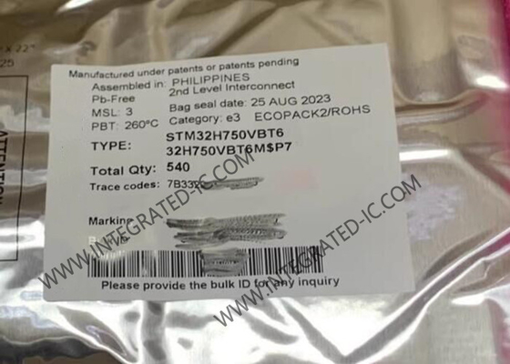 100-LQFP microcontroladores-MCU de destello del BRAZO 1MB del paquete STM32H750VBT6 128KB
