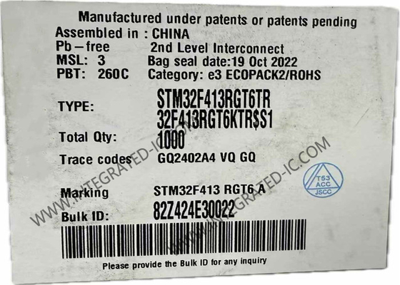 El microcontrolador MCU STM32F413RGT6 integró el paquete de los microcontroladores 64-LQFP