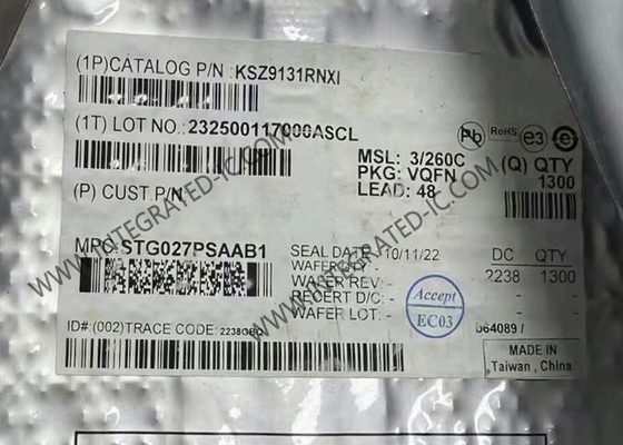 Soporte de la superficie del paquete del transmisor-receptor 48-QFN del chip CI KSZ9131RNXI Gigabit Ethernet
