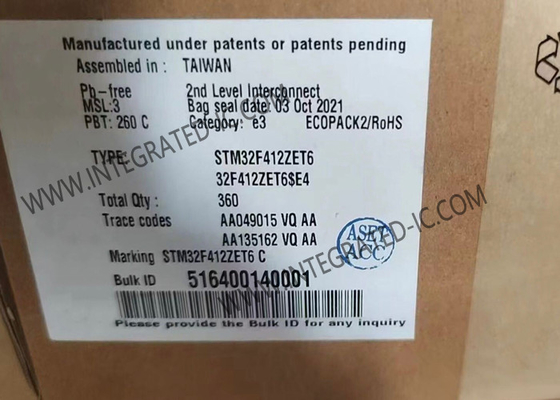 microcontrolador superficial IC 144-LQFP del soporte STM32F412ZET6 del Solo-corazón de 32 bits