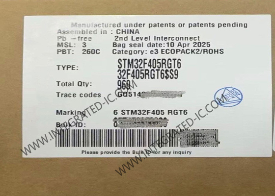 Microcontroladores de 32 bits IC 64-LQFP del Solo-corazón 168MHz del BRAZO M4 de STM32F405RGT6 MCU