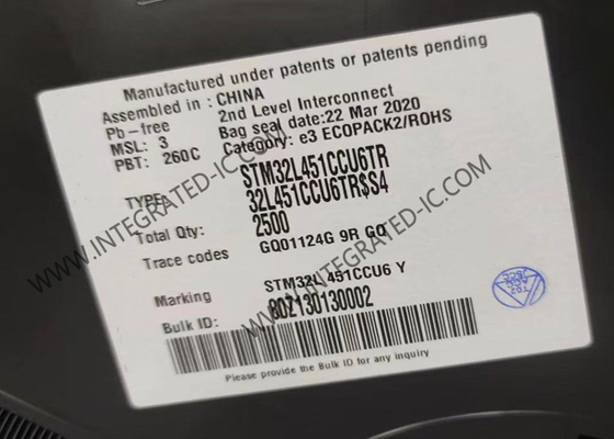Solo microcontrolador IC de la base 256KB del microcontrolador MCU STM32L451CCU6