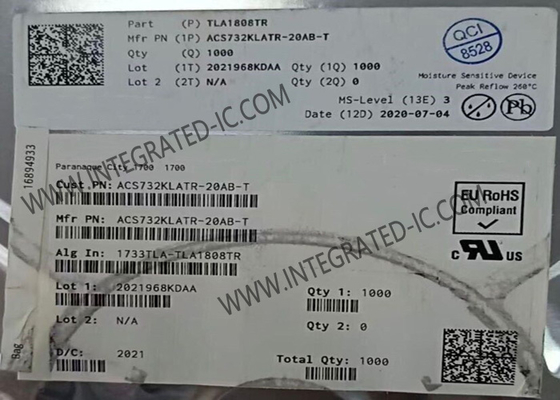 ACS732KLATR-20AB-T Sensor IC Sensores de corriente aislados galvánicamente con ancho de banda de 1 MHz y detección de fallas por sobrecorriente