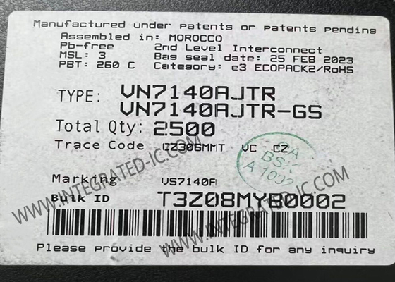Chip de circuito integrado VN7140AJTR, controlador de lado alto con retroalimentación analógica MultiSense para aplicaciones automotrices
