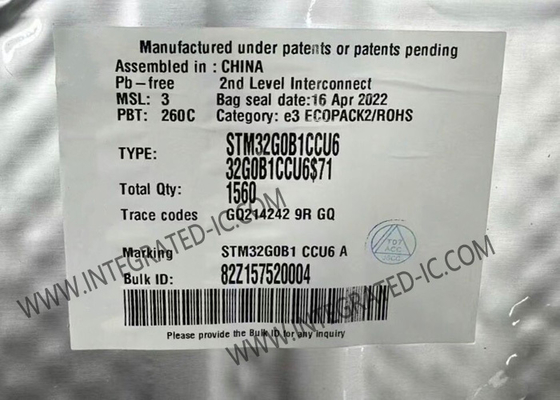 El Solo-corazón del microcontrolador MCU STM32G0B1CCU6 integró los microcontroladores IC