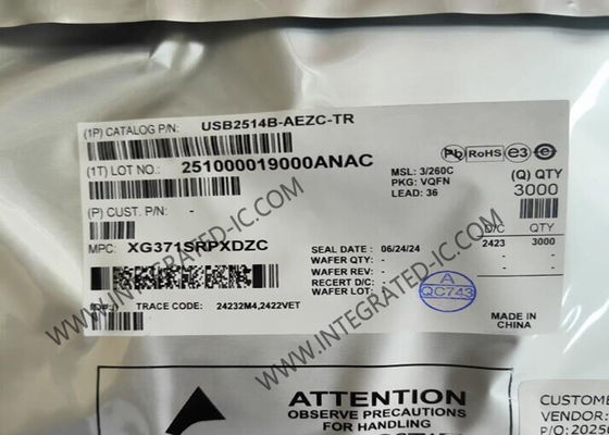 Chip de circuito integrado USB2514B-AEZC-TR, concentrador USB 2.0 de 4 puertos de alta velocidad, controlador VQFN36