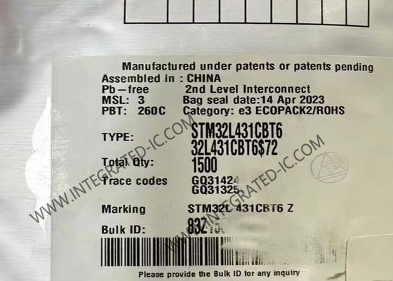 Microcontrolador STM32L431CBT6 MCU de ultra bajo consumo ARM Cortex-M4 de 32 bits a 80MHz
