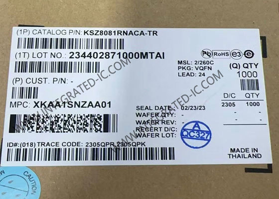 KSZ8081RNACA Ethernet IC 10/100 BASE-TX Transceptor de capa física con soporte para RMII