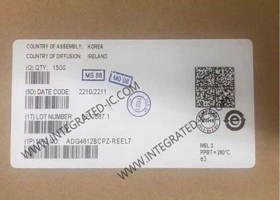 Circuito integrado ADG4612BCPZ con resistencia de encendido de 50 mOhm, interruptores cuádruples SPST de 4 canales y resistencia de encendido máxima de 6.1 Ohms