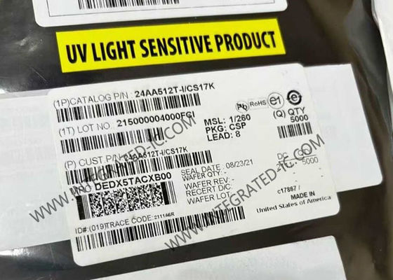 24AA512T-I/CS17K 512Kbit 1.7V a 5.5V 400 kHz Chip de memoria IC EEPROM serie con interfaz I2C