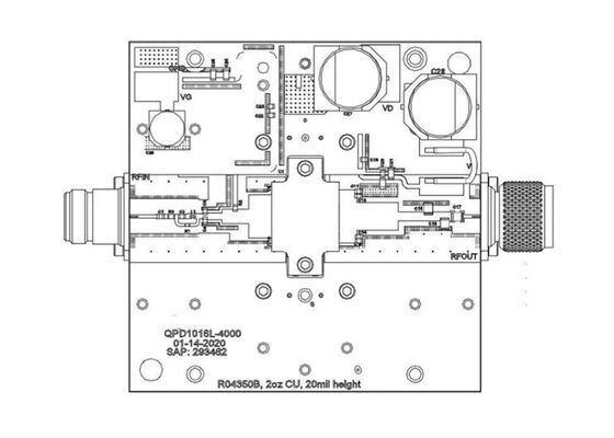 QPD1016LEVB01 Placa de evaluación de transistor RF GaN de 500W 50V 1.7GHz para soluciones integradas