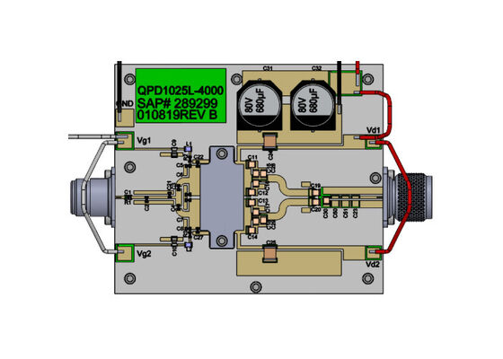 QPD1025LEVB3 Soluciones embebidas 65V GaN RF Panel de evaluación de transistores con correspondencia de entrada