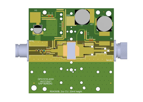QPD1016EVB01 Placa de evaluación de transistor RF GaN discreto pre-emparejado de 500W para soluciones integradas