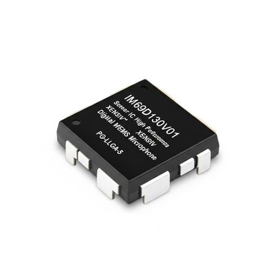 IM69D130V01 IC de sensor de micrófono MEMS digital con 69 dBA SNR y 130 dBSPL de alta linealidad de salida utilizando tecnología MEMS de doble placa trasera