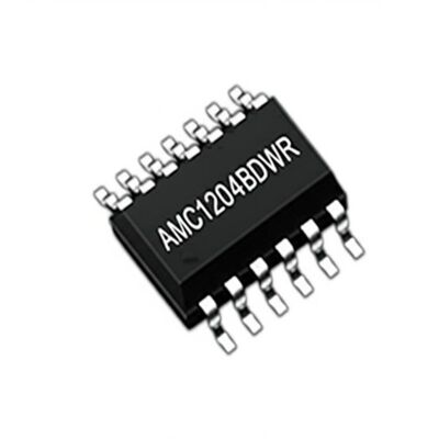 Chip de circuito integrado modulador delta-sigma aislado AMC1204BDWR de 20 MHz con 1200 VPEAK y inmunidad transitoria de 15 kV/µs en paquete SOIC16