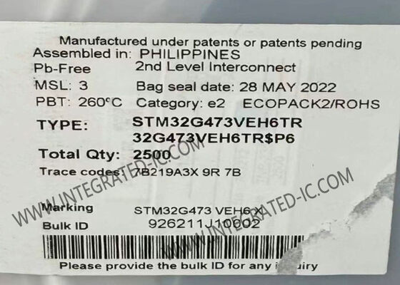 Microcontrolador STM32G473VEH6TR MCU de 32 bits ARM Cortex-M4 con velocidad de 170MHz y 512KB de memoria Flash